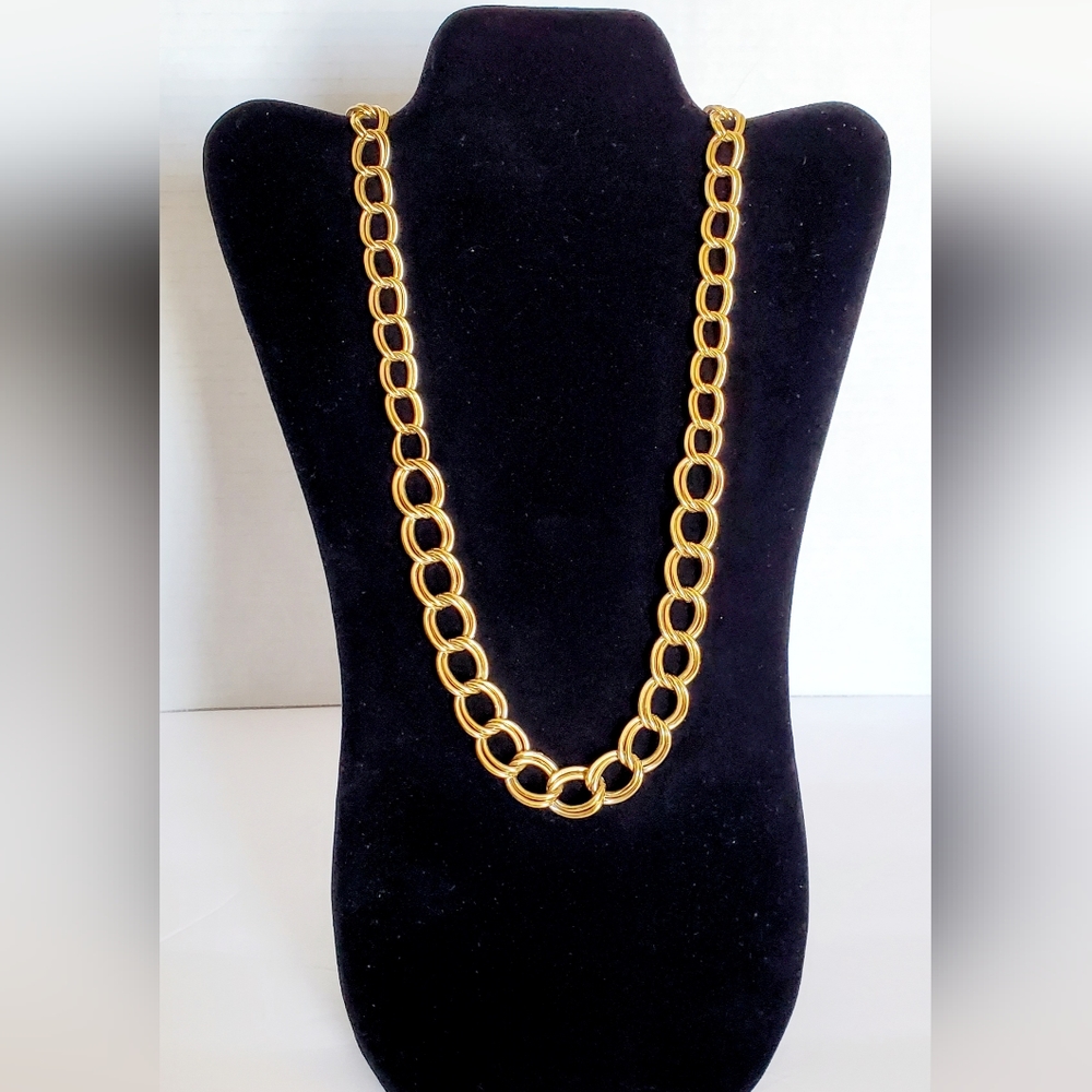 Vintage Vendome Necklace Double Link Chain Gold Tone Statement Signed